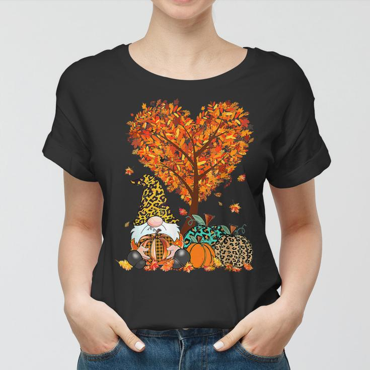 Funny Its Fall Yall Cute Gnomes Pumpkin Autumn Tree Fall Women T-shirt