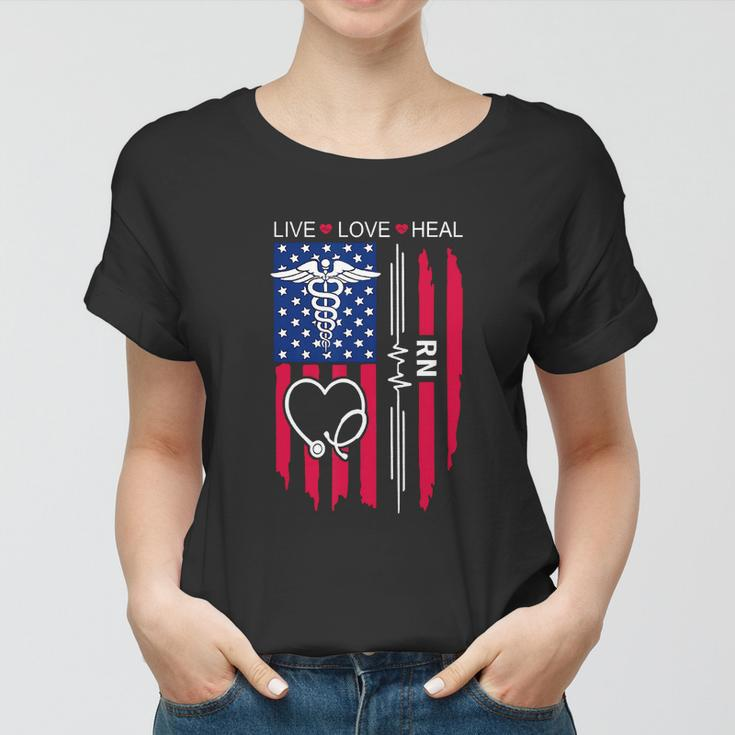 Funny Rn Nurse Us Flag For 4Th Of July Women T-shirt