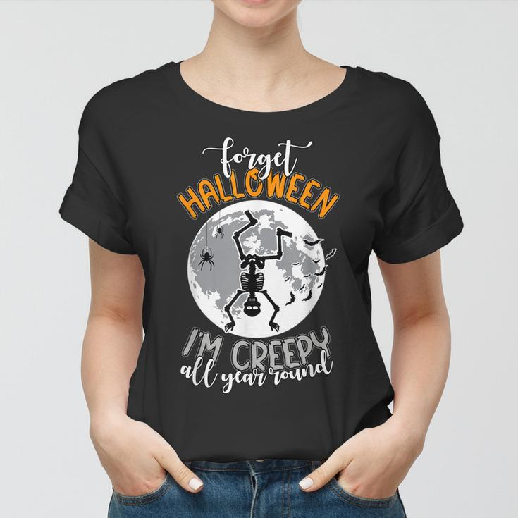 Funny Skeleton Dancing Happy Halloween Creepy Autumn Women T-shirt