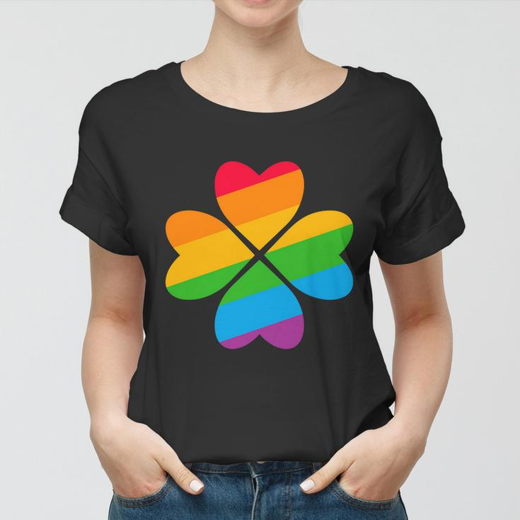 Gay Pride Flag Shamrock Lgbt St Patricks Day Parade Graphic Design Printed Casual Daily Basic Women T-shirt