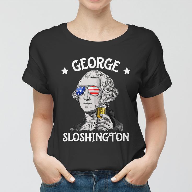 George Sloshington Washington 4Th Of July Usa Flag Women T-shirt