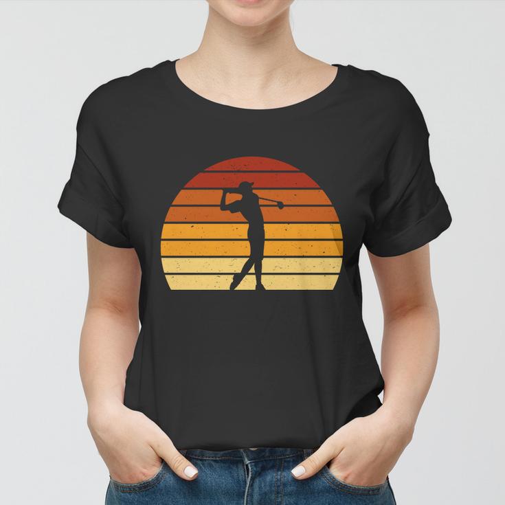 Golf Retro Sunset Golfing Women T-shirt