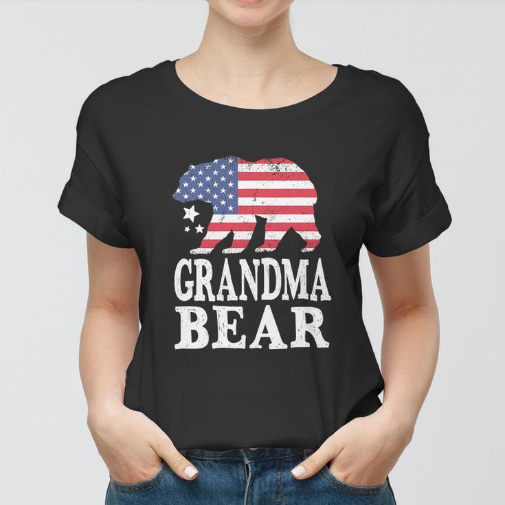 Grandma Bear Patriotic Flag Funny 4Th Of July Women T-shirt