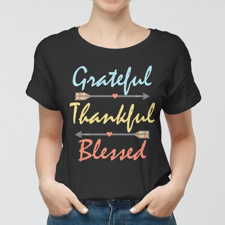 Grateful Thankful Blessed Colorful Thanksgiving Tshirt Women T-shirt