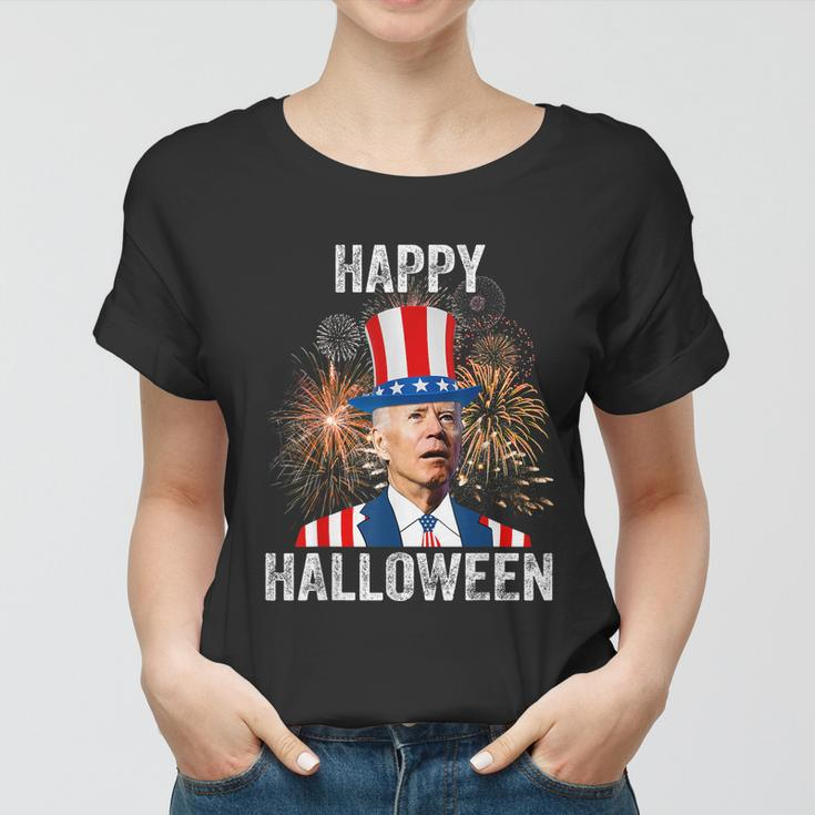 Halloween Funny Happy 4Th Of July Anti Joe Biden Happy Halloween Women T-shirt