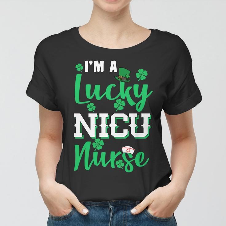 Im A Lucky Nicu Nurse St Patricks Day Graphic Design Printed Casual Daily Basic Women T-shirt