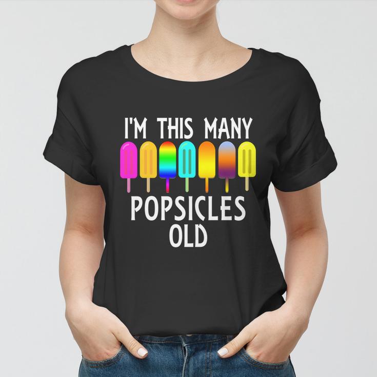 Im This Many Popsicles Old Funny 7Th Birthday Popsicle Cute Gift Women T-shirt