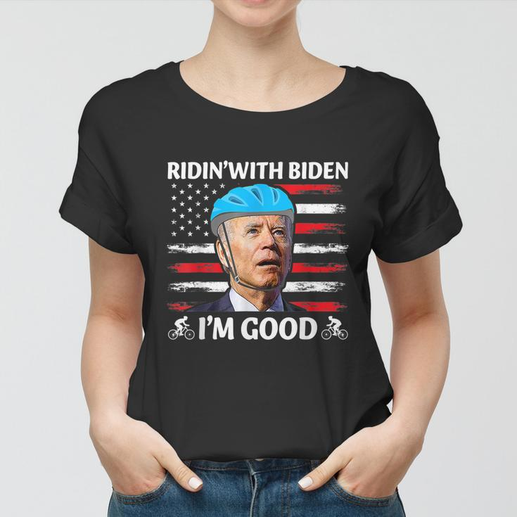Joe Biden Falling Off His Bicycle Funny Biden Falls Off Bike V6 Women T-shirt
