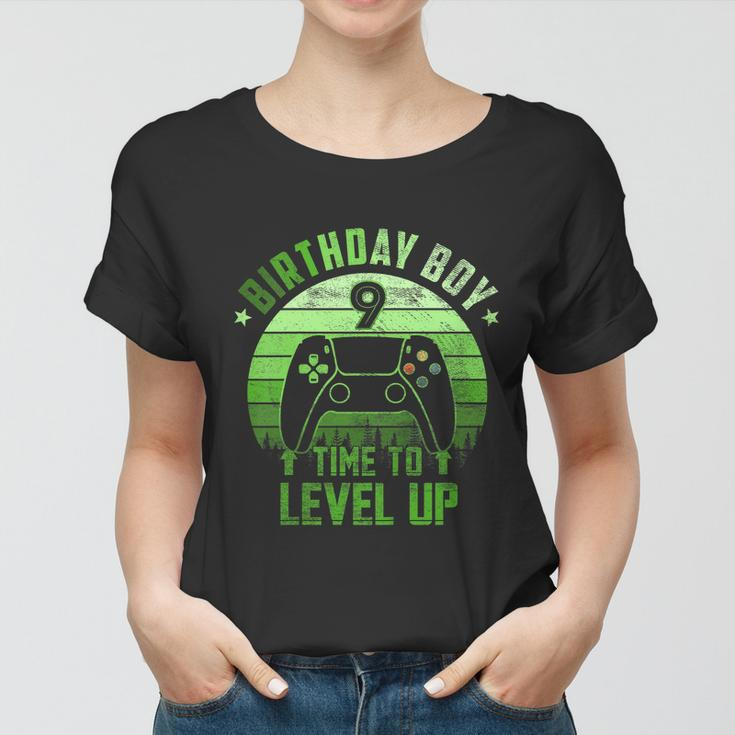 Kids 9Th Birthday Boy Time To Level Up 9 Years Old Boys Cool Gift Women T-shirt