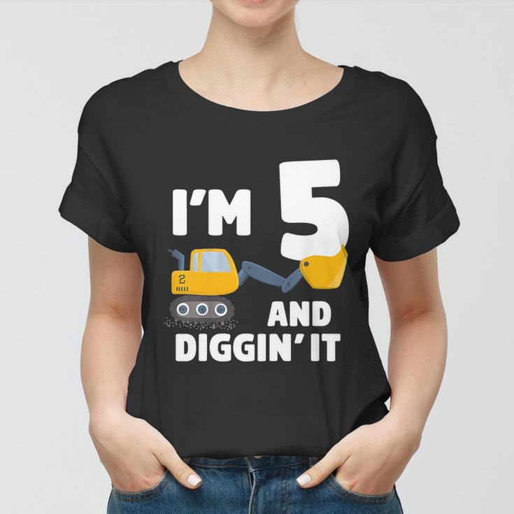 Kids Construction Truck 5Th Birthday Boy 5 Year Old Meaningful Gift Women T-shirt