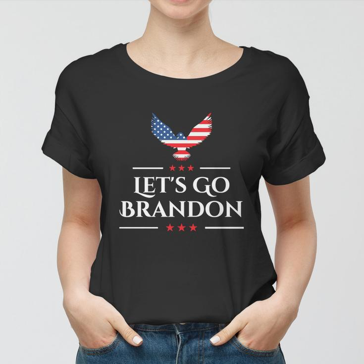 Lets Go Brandon Fjb Let Go Brandon Fjb Funny Impeach Biden American Flag Anti Biden Women T-shirt
