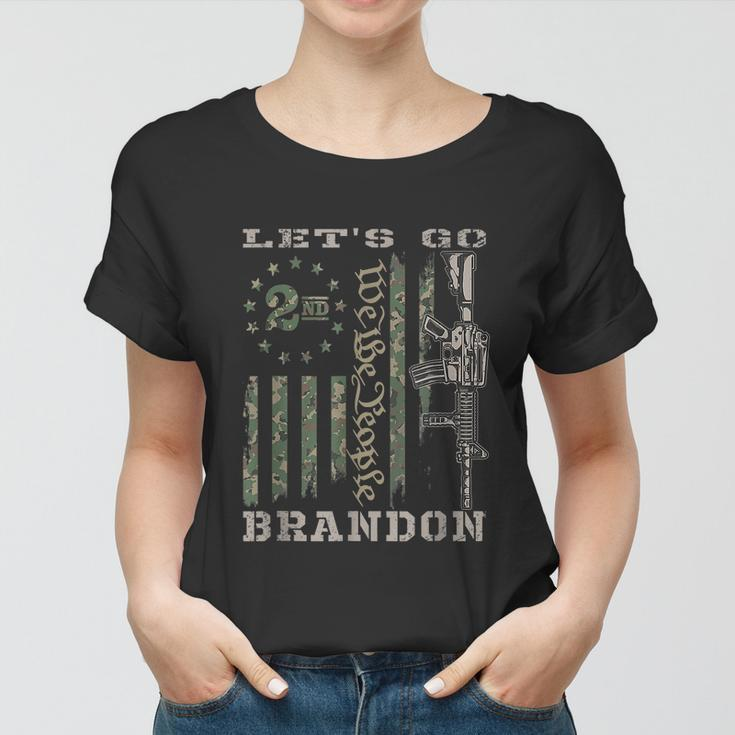 Lets Go Brandon Gun American Flag Patriots Lets Go Brandon Women T-shirt