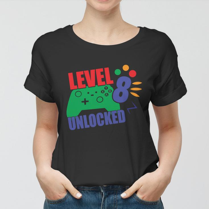 Level 8 Unlocked 8Th Gamer Video Game Birthday Video Game Graphic Design Printed Casual Daily Basic Women T-shirt