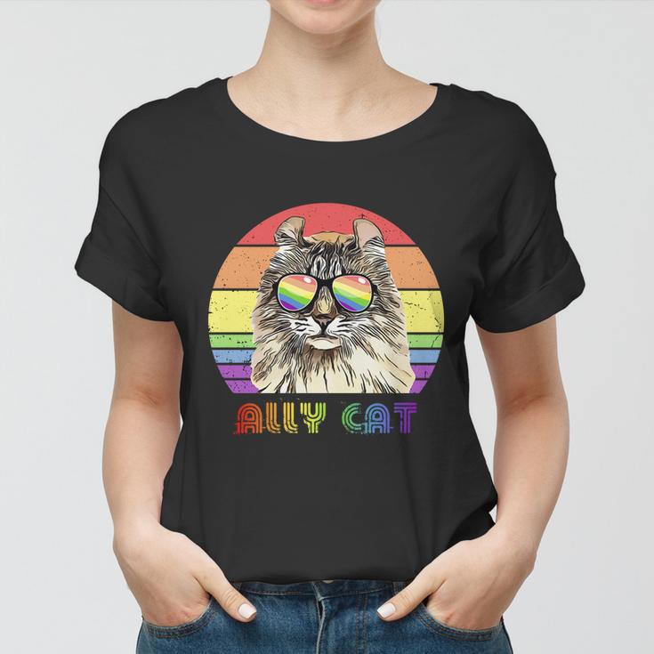 Lgbtq Ally Cat Rainbow Gay Pride Flag Lgbt Funny Gift Women T-shirt