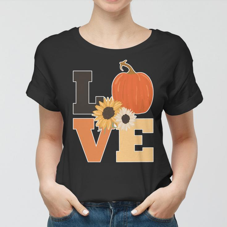 Love Autumn Floral Pumpkin Fall Season Graphic Design Printed Casual Daily Basic Women T-shirt