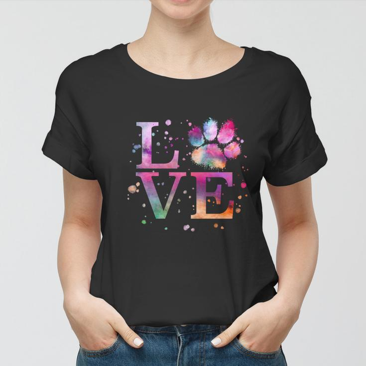 Love Dog Paw Print Colorful National Animal Shelter Week Gift Women T-shirt