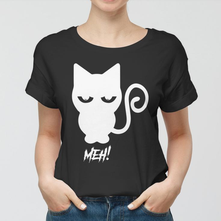 Meh Cat Funny Halloween Quote Women T-shirt