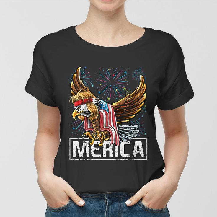 Merica Bald Eagle Mullet 4Th Of July American Flag Patriotic Funny Gift Women T-shirt