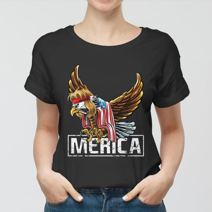 Merica Bald Eagle Mullet 4Th Of July American Flag Patriotic Gift Women T-shirt