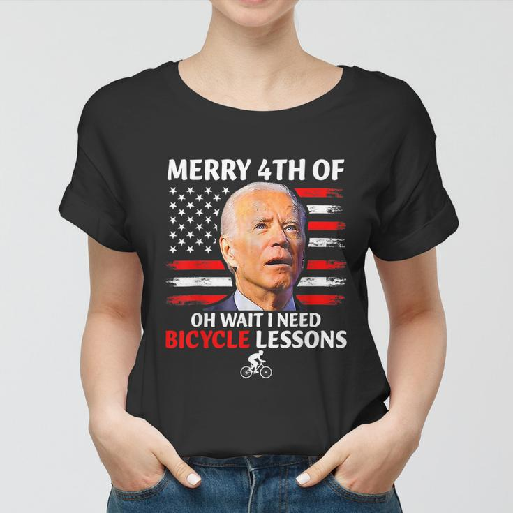 Merry 4Th Of July Biden Bike Bicycle Falls Off Anti Biden V2 Women T-shirt