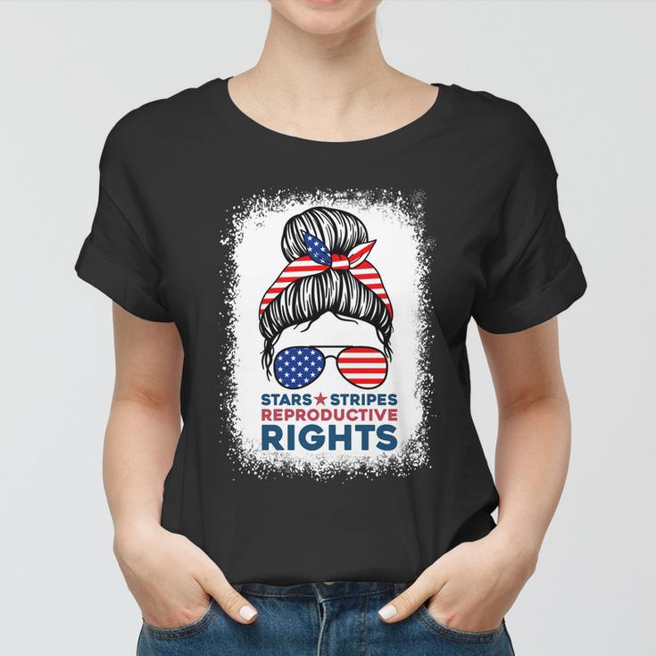 Messy Bun American Flag Stars Stripes Reproductive Rights Meaningful Gift V2 Women T-shirt