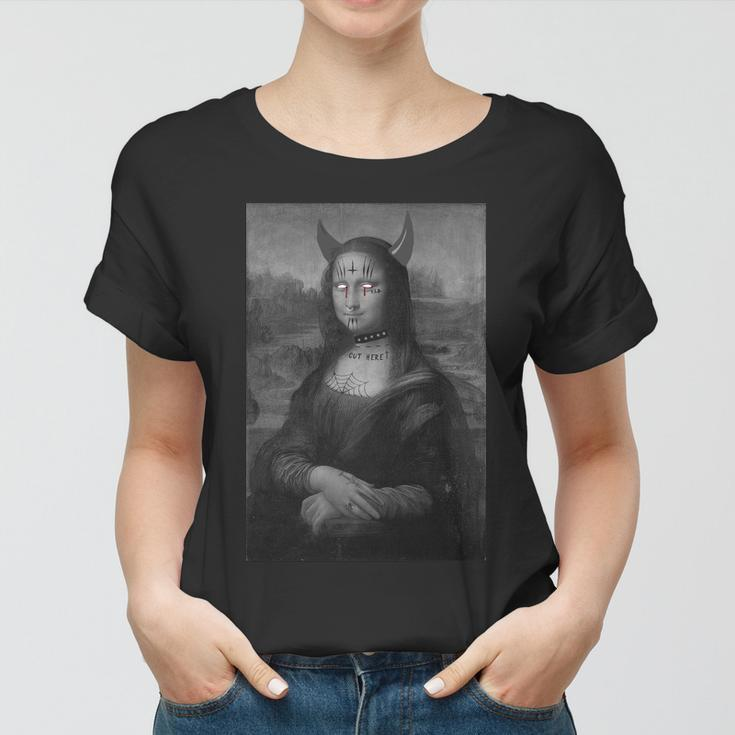 Mona Lisa Devil Painting Women T-shirt