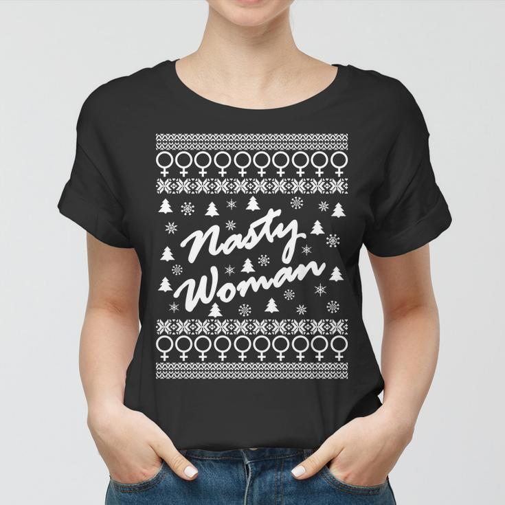 Nasty Woman Ugly Christmas Sweater Design Hillary Clinton Women T-shirt