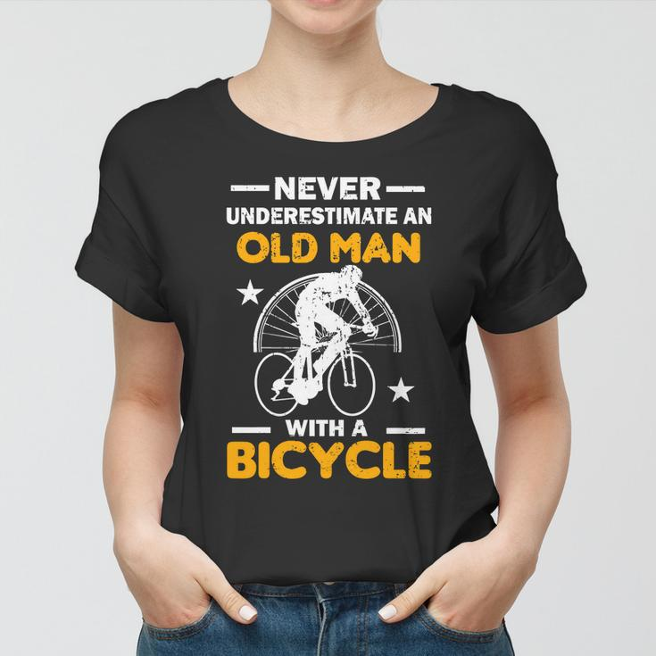Never Underestimate An Old Man With A Bicycle Tshirt Women T-shirt