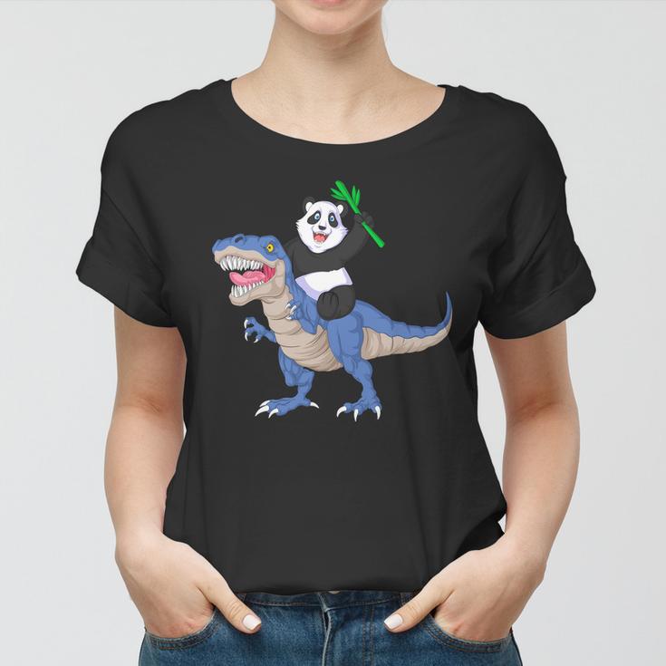 Panda Riding Dinosaur Women T-shirt