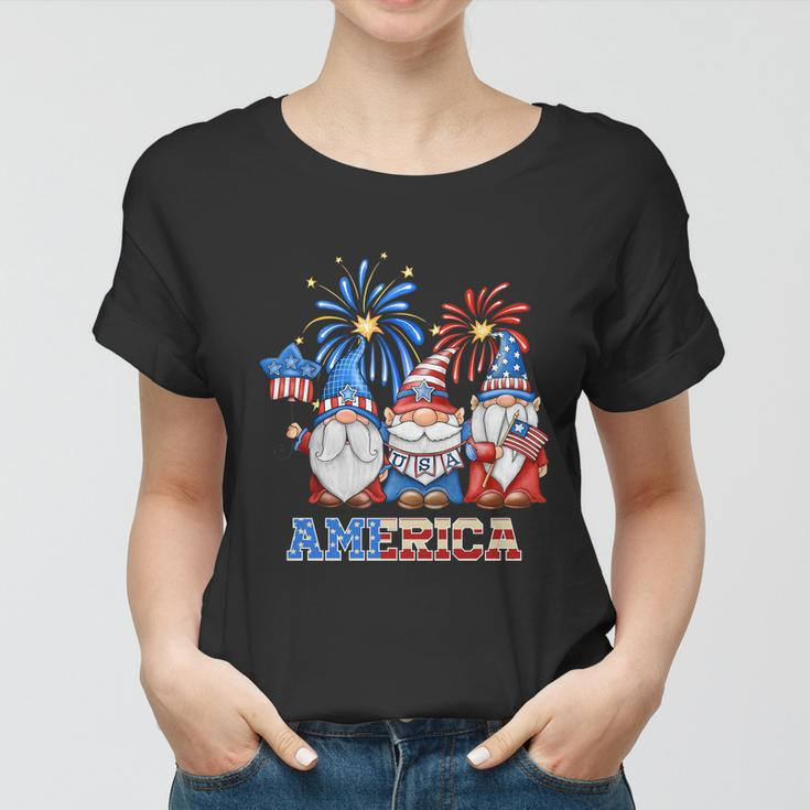 Patriotic Gnomes 4Th Of July Funny Gnome Love American Flag Gift Women T-shirt
