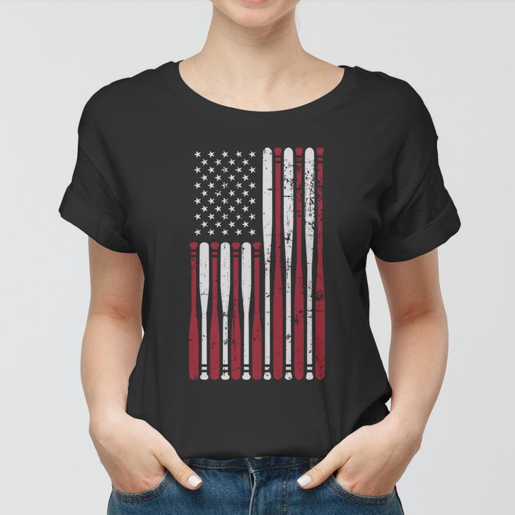 Patriotic Us American Baseball Bats And Stars Stripes Flag Great Gift Women T-shirt