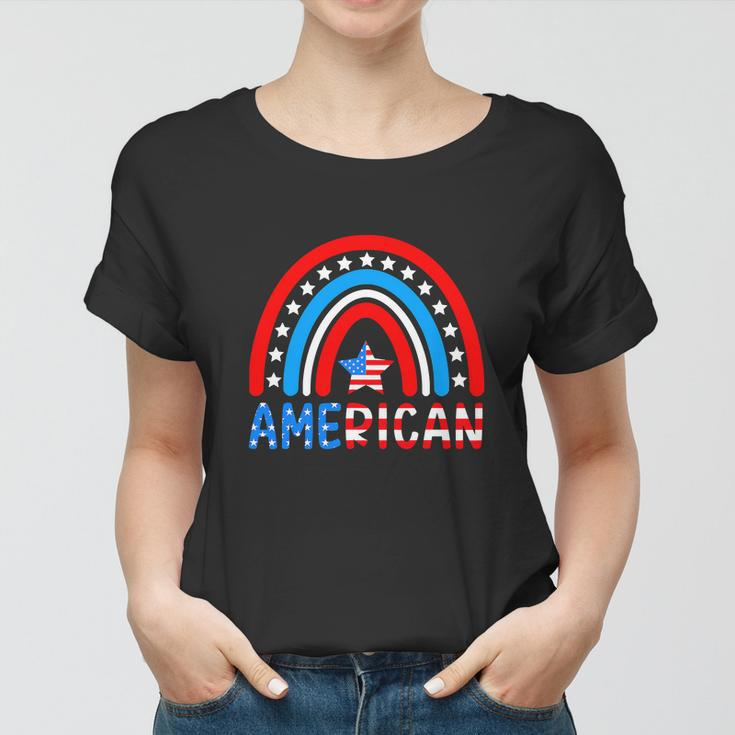Rainbow American Flag Patriotic For 4Th Of July Women T-shirt