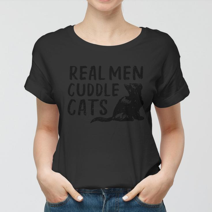 Real Men Cuddle Cats Black Cat Animals Cat Women T-shirt