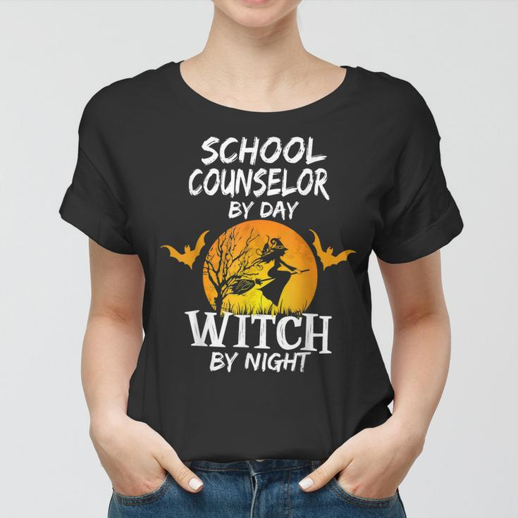 School Counselor By Day Witch By Night Halloween Counselor Women T-shirt