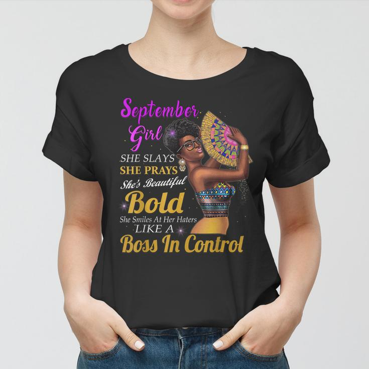 September Girl Virgo Birthday Gift Melanin Afro Queen Womens Women T-shirt