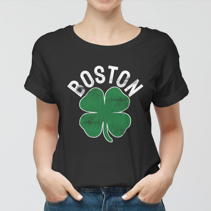 Shamrock Massachusetts Boston St Patricks Day Irish Green Graphic Design Printed Casual Daily Basic Women T-shirt