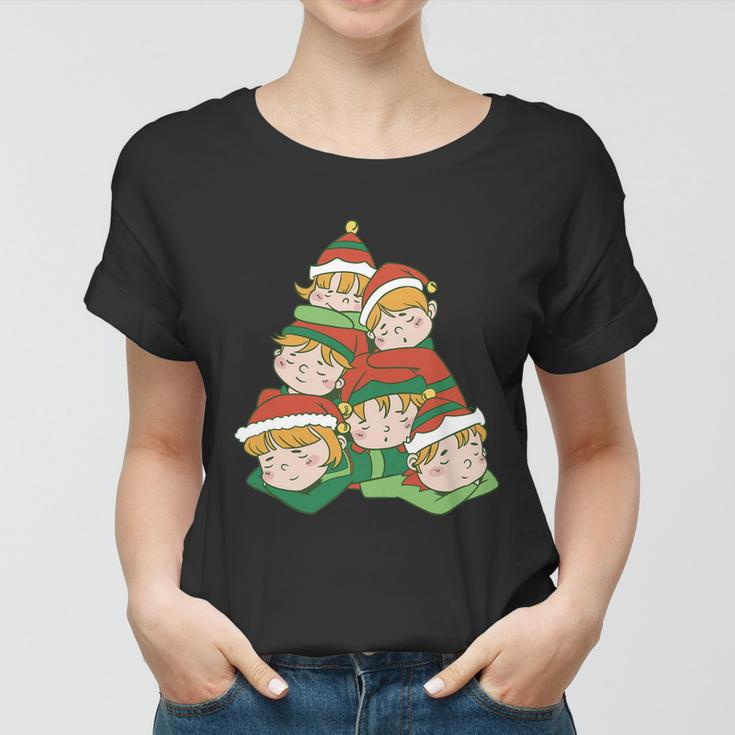 Sleepy Elves Cute Christmas Holiday Women T-shirt