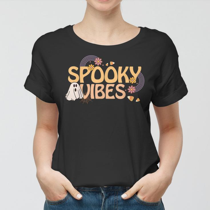 Spooky Vibes Cute Retro Pattern Halloween Costume  Women T-shirt