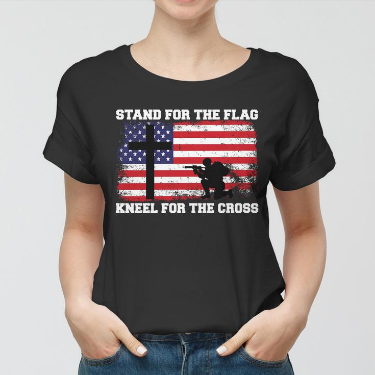 Stand For The Flag Kneel For The Cross Usa Army Tshirt Women T-shirt