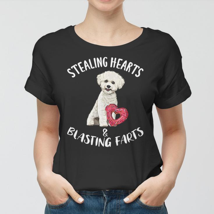Stealing Hearts Blasting Farts Bichons Frise Valentines Day Women T-shirt