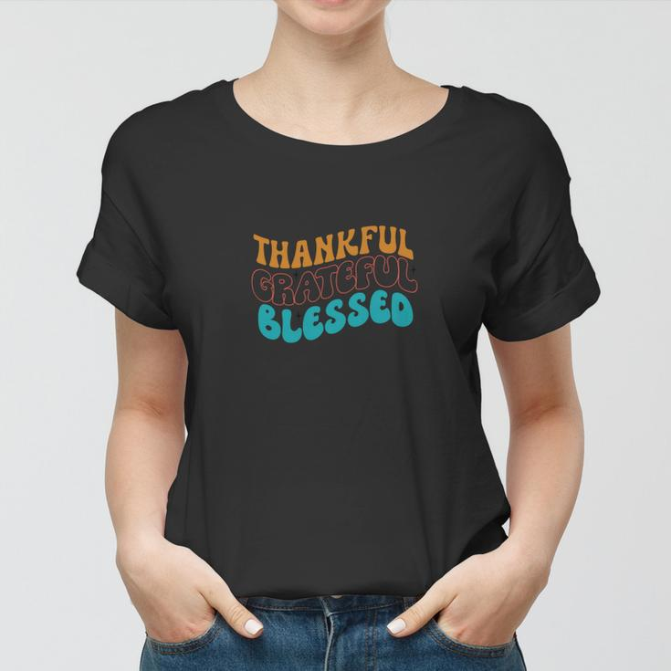 Thankful Grateful Blessed Retro Vintage Fall Women T-shirt