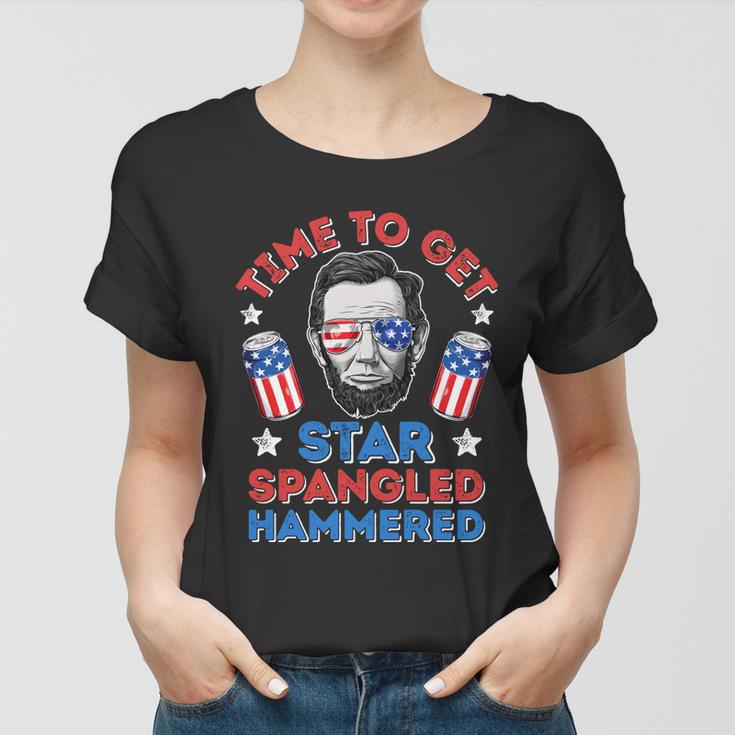 Time To Get Star Spangled Hammered 4Th Of July Men Lincoln Women T-shirt