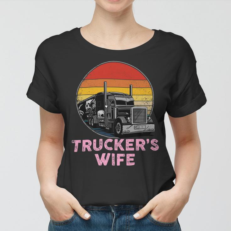 Trucker Truckers Wife Retro Truck Driver Women T-shirt
