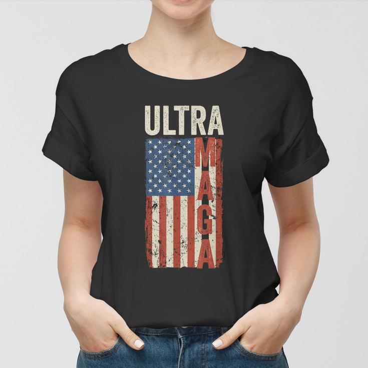 Ultra Maga Us Flag Pro Trump American Flag Tshirt Women T-shirt