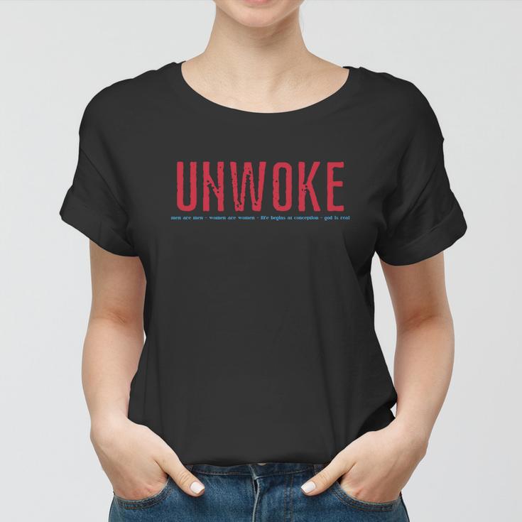 Unmasked Anti Woke Conservative Women T-shirt