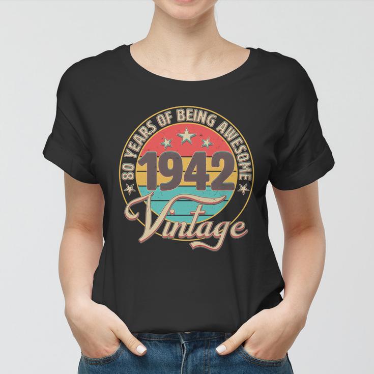 Vintage 1942 Birthday 80 Years Of Being Awesome Emblem Women T-shirt