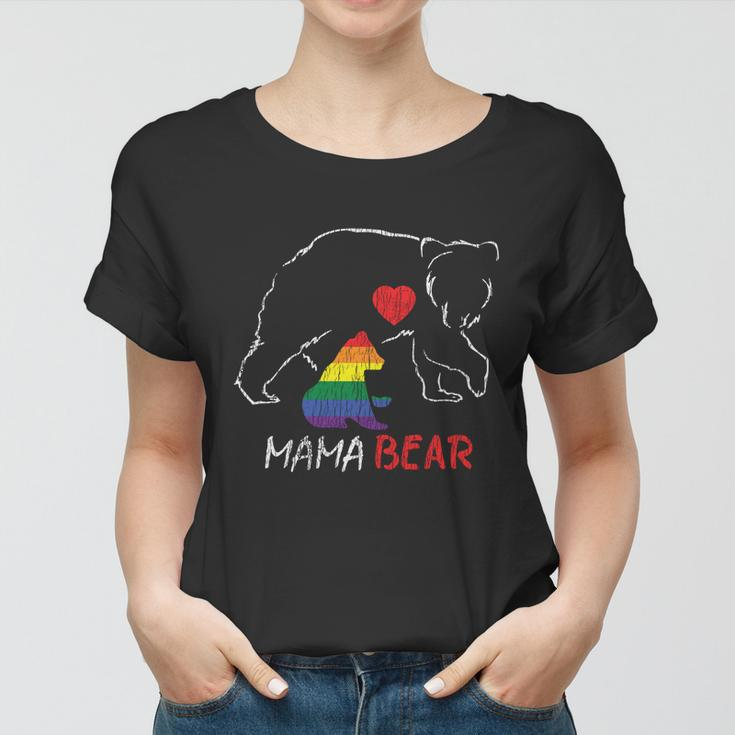 Vintage Rainbow Mama Bear Hugs Mom Mother Love Lgbt Pride Cute Gift Women T-shirt
