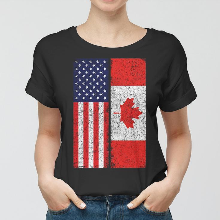 Vintage Usa Canadian Flag Women T-shirt