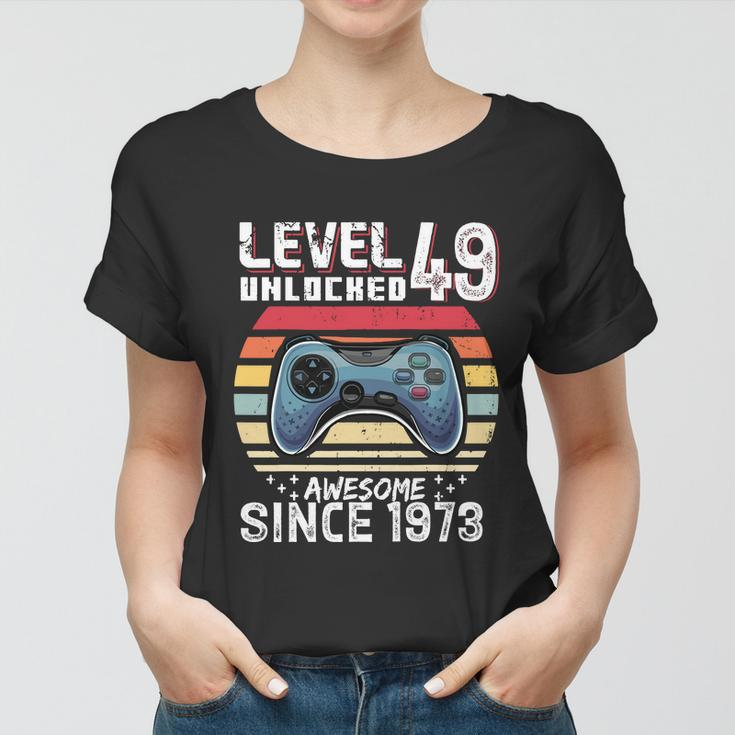 Vintage Video Gamer Birthday Level 49 Unlocked 49Th Birthday Women T-shirt