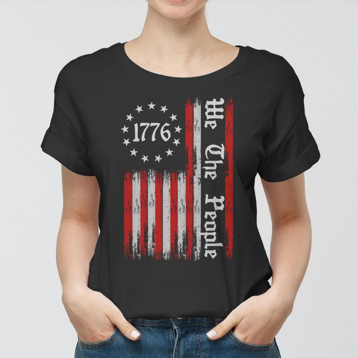 We The People 1776 Distressed Usa American Flag Tshirt Women T-shirt